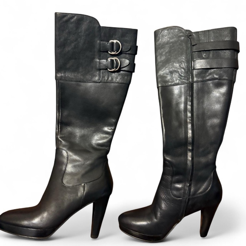 Cole Haan NikeAir Black Heeled Leather Boots